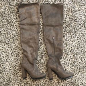 Taupe over the knee boots